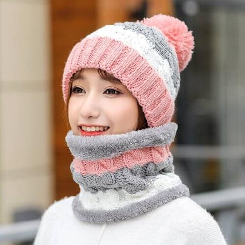New arrival fashion women thick knit temperament sweet hat winter comfortable soft warm outdoor fresh cute hat gift a scarf