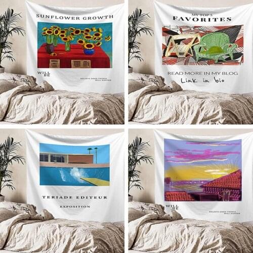 Nordic Study Room Decoration Motto Print Tapestry Wall Hanging Rug Simple Bright Decorative Background Cloth For Living Bed Room