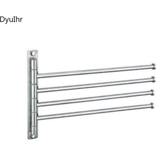 DyuIhr modern minimalist wall-mounted stainless steel rotating towel bar brushed four-bar towel rack bathroom accessories