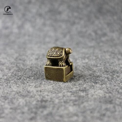 Solid Pure Brass Small Turtle Seal Statue Chinese Feng Shui Lucky Home Decorations Ornaments Lovable Animal Figurines Desk Decor
