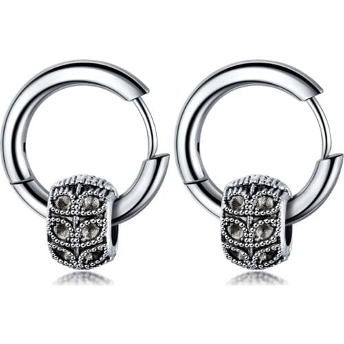 FATE LOVE Unique Punk Men Hoop Earrings Silver Color Stainless Steel Fashion Jewelry Gift New Arrival 2019
