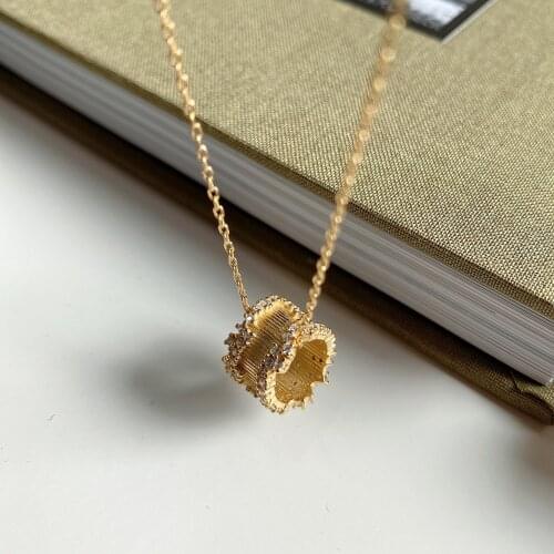 Europe Ornament 925 Sterling Gold Rotation Beads Necklace Simple Non-mainstream CHIC Online Celebrity Necklace women chain