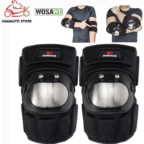 WOSAWE 2Pcs/Set Motorcycle Elbowpad Stainless Steel Moto Elbow Pads Motocross Racing Protective Gear Protector Guards Kit