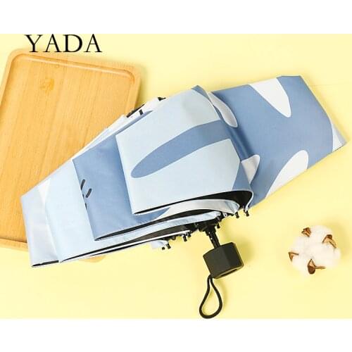 YADA Hand-Painted Strawberry Pattern Light Mini Small Umbrella Five Pocket Folding Umbrella For Women Girl UV Umbrella YD200230