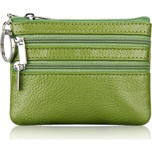 11 Colors Fashion Genuine Leather Women Lady Wallet Clutch Short Small Coin Purse Brand New Soft Solid 3 Zip Square Bag