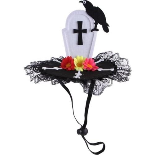 Halloween Funny Pet Dog Cat Hat Tombstone Skull Hats Halloween Decoration Headdress Small Dog Cat Cosplay Costume Pet Supplies