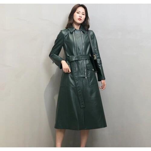 Genuine Leather Jacket Women Sheepskin Long Coat Korean Vintage Blazer Womens 100% Real Leather Jackets Windbreaker 9925 YY1931