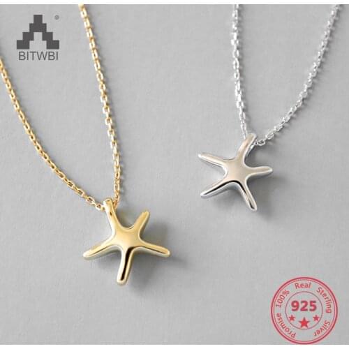 925 Sterling Silver Necklace For Women Cute Star Starfish Necklaces & Pendant Chokers Romantic Fashion Jewelry