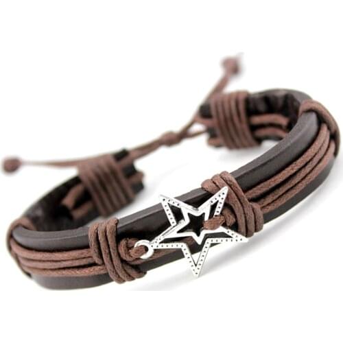 Star Crown Arrow Handcuffs Dog Bones Paw Fish Turtle Scissors Skull Dragon Charm Leather Bracelets Women Men Boy Girl Jewelry