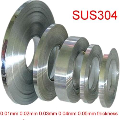 0.01mm 0.02mm 0.03mm 0.04mm 0.05mm 304 inox sheet stainless steel band foil SUS 304 corrosion resistant plate SS304 Spring strap