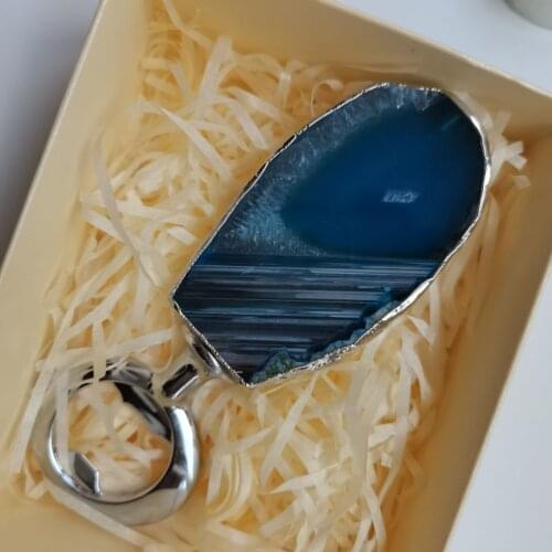 1pcs Natural blue agate Beer Bottle Opener stone classic Cool Ring Keychain Corkscrew practical bar kitchen