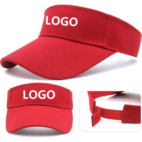 10pcs Print Logo Summer Visor Caps Sports Beathable Long Brim Empty Top Baseball Sun Cap Hat Snapback Trucker Bone Hats