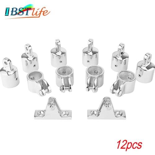 12 PCS Universal 3-Bow Bimini Top Stainless Steel 316 Marine Hardware Set Deck Hinge Jaw Slide Eye End Fitting Boat Accessories