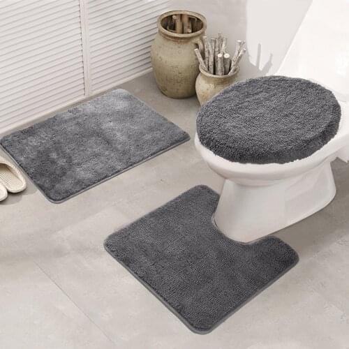 3PCS Bath Mat Set for Bathroom Carpet Rug Toilet Floor Mat Non-Slip Shower Room Foot Pad Toilet cover Toilet Absorbent Bath Mat