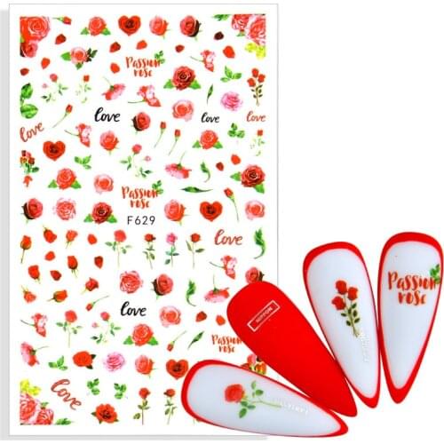 3D Classic Colourful Rose Flower Nail Art Sticker Simulation Decals Art Idea Designer Spring Art Idea Decoration Accessories