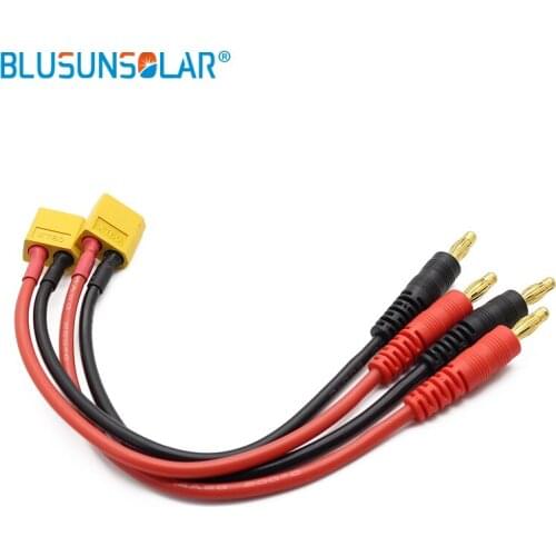 5 Piece XT60 Male Charge to 4.0mm Banana Plugs Connector Adapter Leads 14AWG Silicone Wire 21.2cm Cable