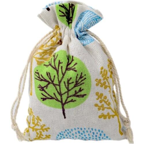 50pcsPull rope hand-held green cotton bag gift packaging storage bags ziplock zip lock jewelry package wedding party favor pouch