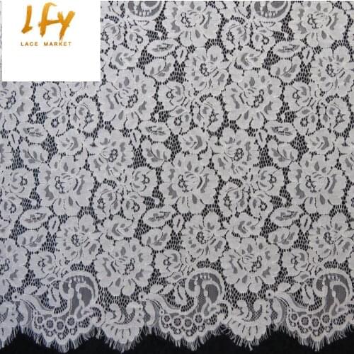 63cm x 300 cm off white factory price high quality bordered Chantilly lace trim garment dress fashion deign french trimming