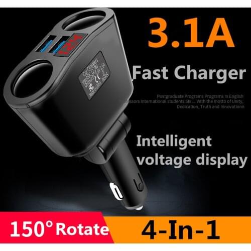 Fast Car Charger Digital Display Charging Quick Charge 3.0 4.0 Dual USB For iPhone 12 Xiaomi Samsung MacBook Portable Charger