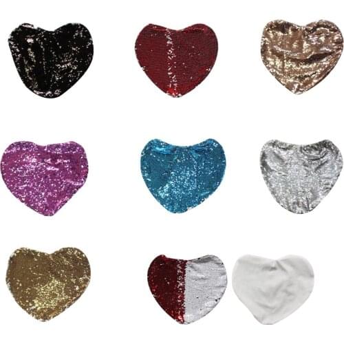 Free Shipping 6pcs/lot New style Blank Magical Sequins item Heart Pillowcase For Sublimation INK Print DIY Gifts 40x40cm
