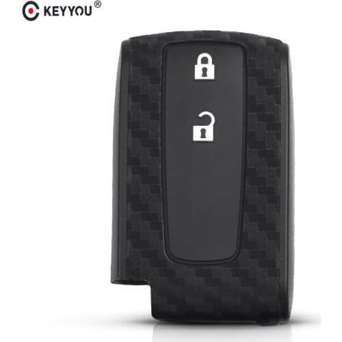 KEYYOU 10pcs 2 Buttons Carbon Fiber Silicone Key Case Fob Cover For Toyota Prius Crown Avensis Verso Remote Car Keychain