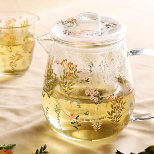 Teapot Making Tea Glass шнурок для очков High Temperature Resistant Household Set With Filter Fruit Flower Teapot Office