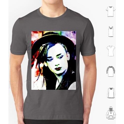 Boy George | Pop Art T Shirt Cotton Men Diy Print 80S Boy Chameleon Club Culture George Karma Music Pop Rainbow