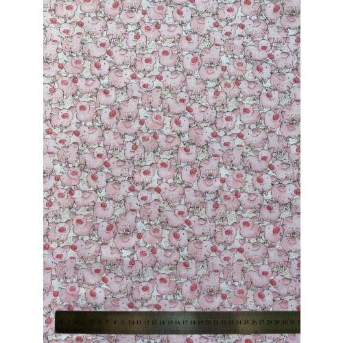 Half Mater Cotton Fabric Printed Pink Pig Sewing Quilting Fabrics Basic Quality For Patchwork Needlework DIY Handmade Cloth