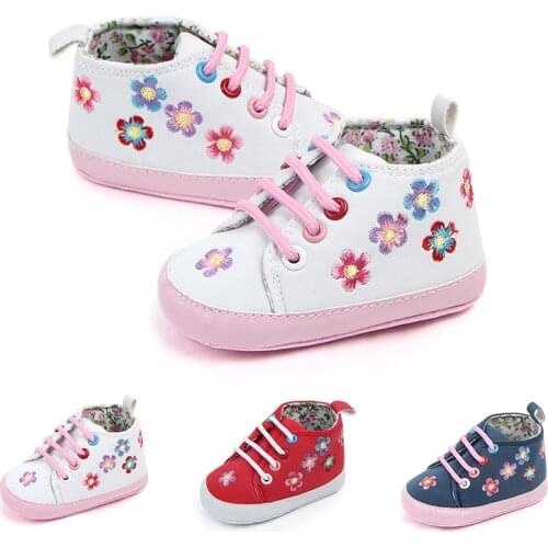 PU Leather Cartoon Floral First Walker Girls Toddler Kids Soft Sole No-slip Prewalkers