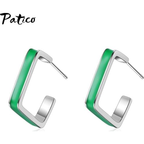 Exquisite Real 925 Sterling Silver Square Earrings Wedding Accessories Geometric Exaggerated Stud Earrings Jewelry Wholesale