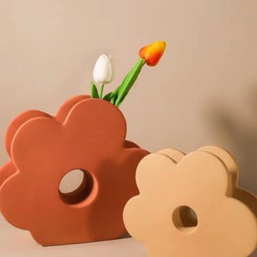 Fior Ceramic Vase Living Room Flower Arrangement Creative Morandi Art Geometric Flower Shape Dining Table Porch Decoration