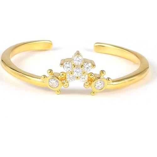 CANNER Hot Minimalism Zircon Womens Rings Flower Adjustable Opening Ring Jewelry Accessories Birthday Wedding Band Jewelry Gift