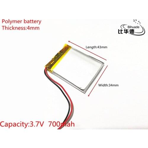 3.7V 700mAh 403443 Lithium Polymer Li-Po li ion Rechargeable Battery cells For Mp3 MP4 MP5 GPS PSP mobile bluetooth