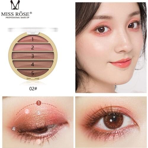 MISS ROSE 5-color pearly matte/eye shadow/natural nude makeup portable eyeshadow palette