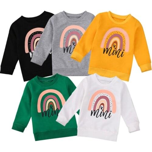 Fashion Baby Boys Girls Sweatshirts 2021 New Rainbow Print Hoodies Autumn Children Clothes Letters Print Sweatshirts Tops