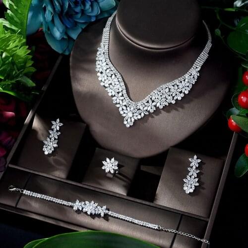 HIBRIDE Fashion Cubic Zircon Wedding Jewelry Set For Women Hot Selling Dress Accessories Crystal 4pcs Sets Jewelry Set N-917