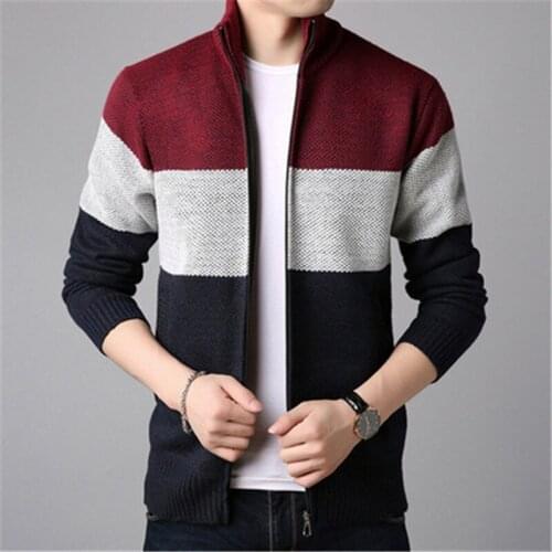 Mens Sweaters Cardigan Coats Autumn Winter Warm Cashmere Faux Wool Zipper Sweaters Jacket Casual Knitwear Patchwork Sweatercoat