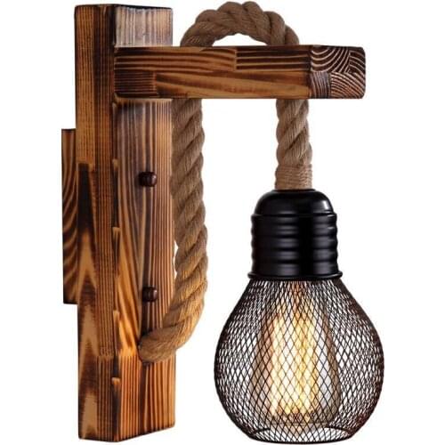 Wall Lamp Wooden Wall Lamp Artpad American Loft Industrial Redtro E27 Wooden Corridor Balcony Light Indoor Fixtures Wall Light