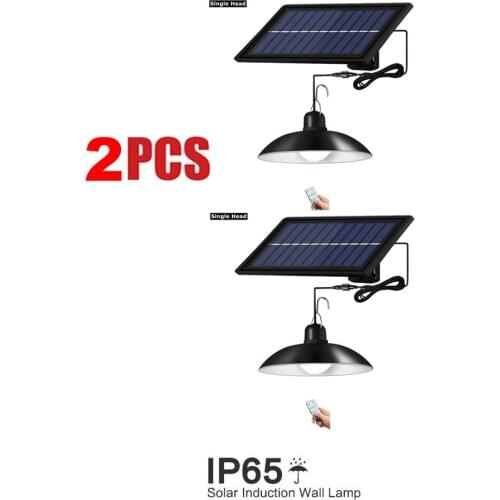 2pcs remote 30 led 2 head Retro Lampshade Solar Wall Lamp Outdoor Indoor Solar Energy Charging Pendant Light Yard Garden Pathway