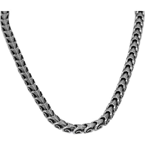 Norse Men Viking Gothic Dragon Long Men Necklace Matte Black Stainless Steel Punk Vintage Link Chain Necklace For Men