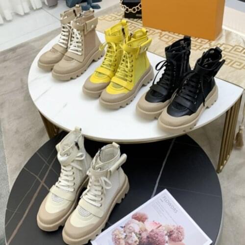 2021 summer new mesh hollow leather Martin boots thin section high-cut lace high-end fashion womens shoes breathable short boot