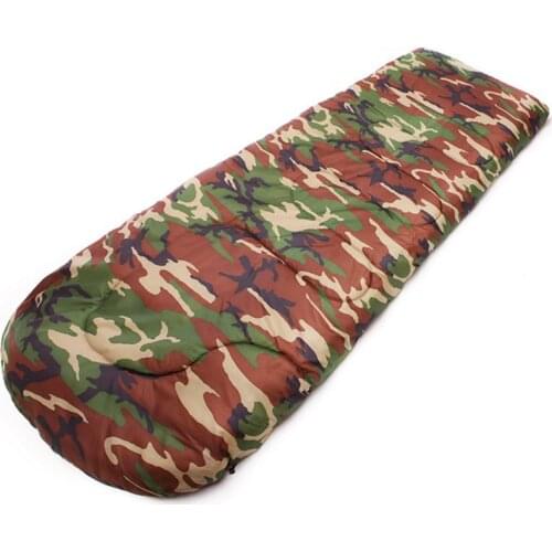 Outdoor Camping Hooded Sleeping Bags Envelope Style Camouflage Waterproof Cotton Sleeping Bag Traveling Equipment