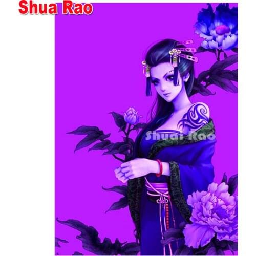 Full Drill DIY Japanese Geisha Woman 5D Diamond Painting CrossStitch Diamond Embroidery Patterns rhinestones Mosaic puzzle Decor
