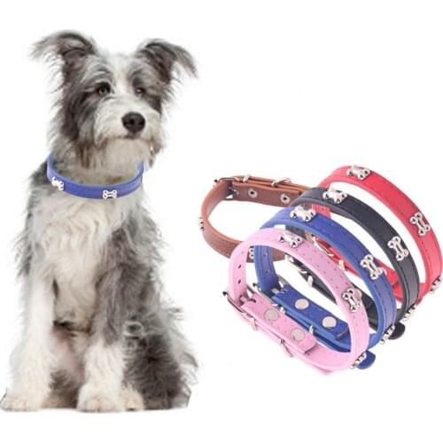 New Style Traction Collar Adjustable Decorative Faux Leather Wear-resistant Puppy Necklace for Pet Small Medium Large Dogs Decor