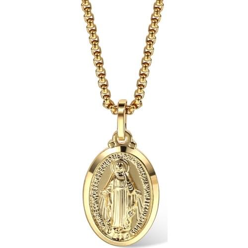 Religious Jewelry Virgin Mary Pendants Necklaces for Women Men Fashion Accessories Gold Chains Trendy Vintage Colar GP431