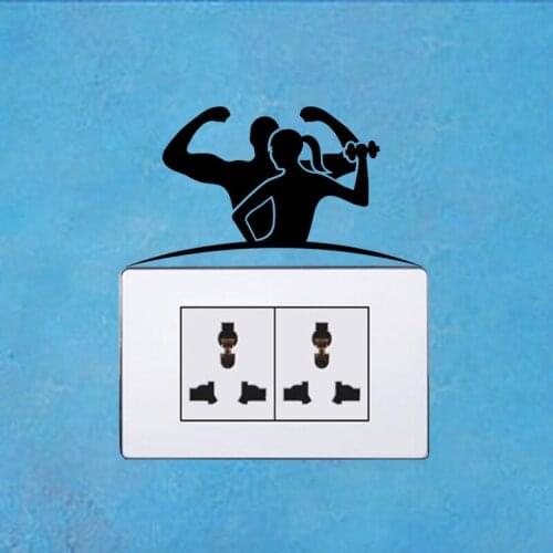 Sport Gym Fitness Body-Building Fashion Decor Wall Switch Stickers Decals Vinyl 5WS1459