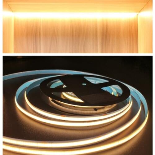 LED Under Cabinet Light COB Strips No Dark for Kitchen 512D 24V 8mm Warm White