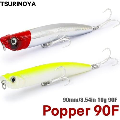 TSURINOYA DW17 90mm 10g POPPER Fishing Lure Hard Bait Topwater Popper Bait Artificial Bait With Treble Hooks