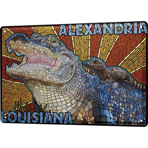 Wanderlust City Alexandria Louisiana Poster Funny Sign Tin Art Wall Decor Vintage Aluminum Retro Metal Tin Sign Painting Signs