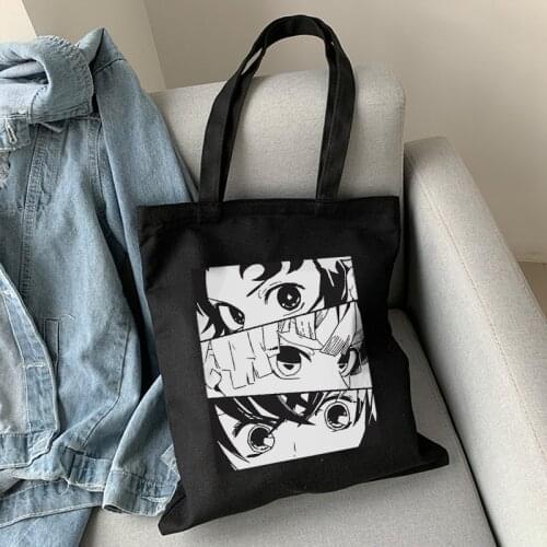 Japanese anime Y2K street women bag casual Harajuku shopper bag cartoon punk Demon Slayer canvas bag Vintage women shoulder bags